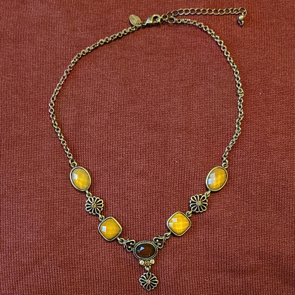 Lia Sophia Choker Necklace Neutrals Brass Tone